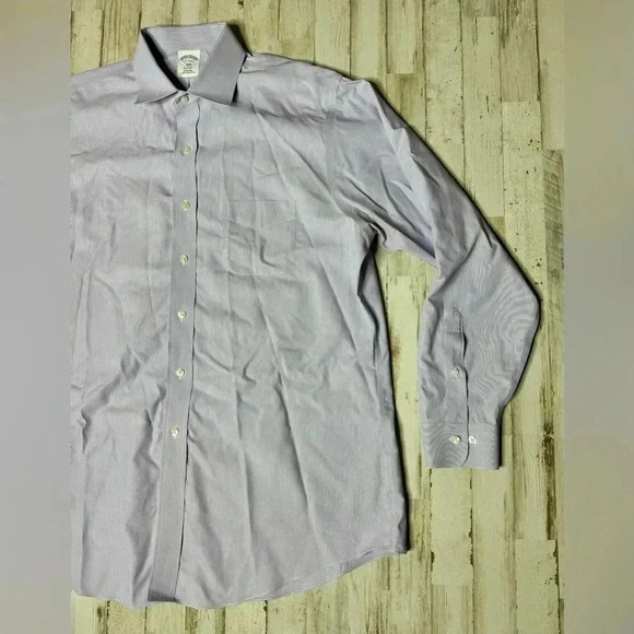 Brooks Brothers Shirt Mens 17 4/5 Button Up Long Sleeve Dress Light Purple - Picture 2 of 13